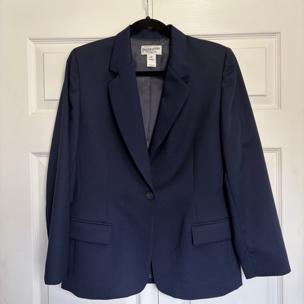 Pendleton Navy Single-Button Women's Blazer 100% … - image 12